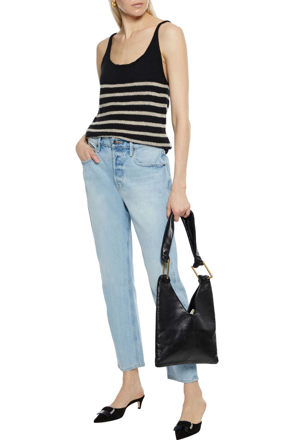 KHAITE Betty striped cashmere tank