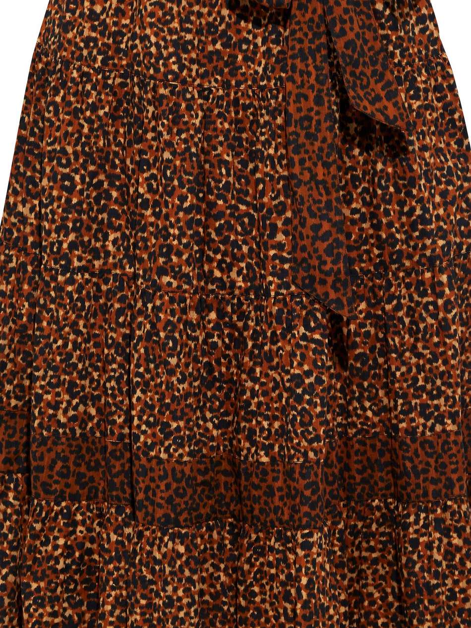 sierra tiered belted leopard-print cotton-voile midi skirt