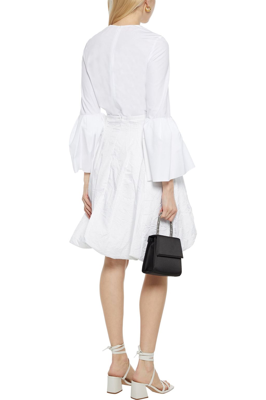 KHAITE Tanya gathered crinkled cotton-blend twill skirt
