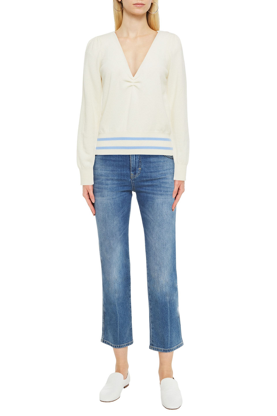 Chinti & Parker Striped Cashmere Jumper In Cream