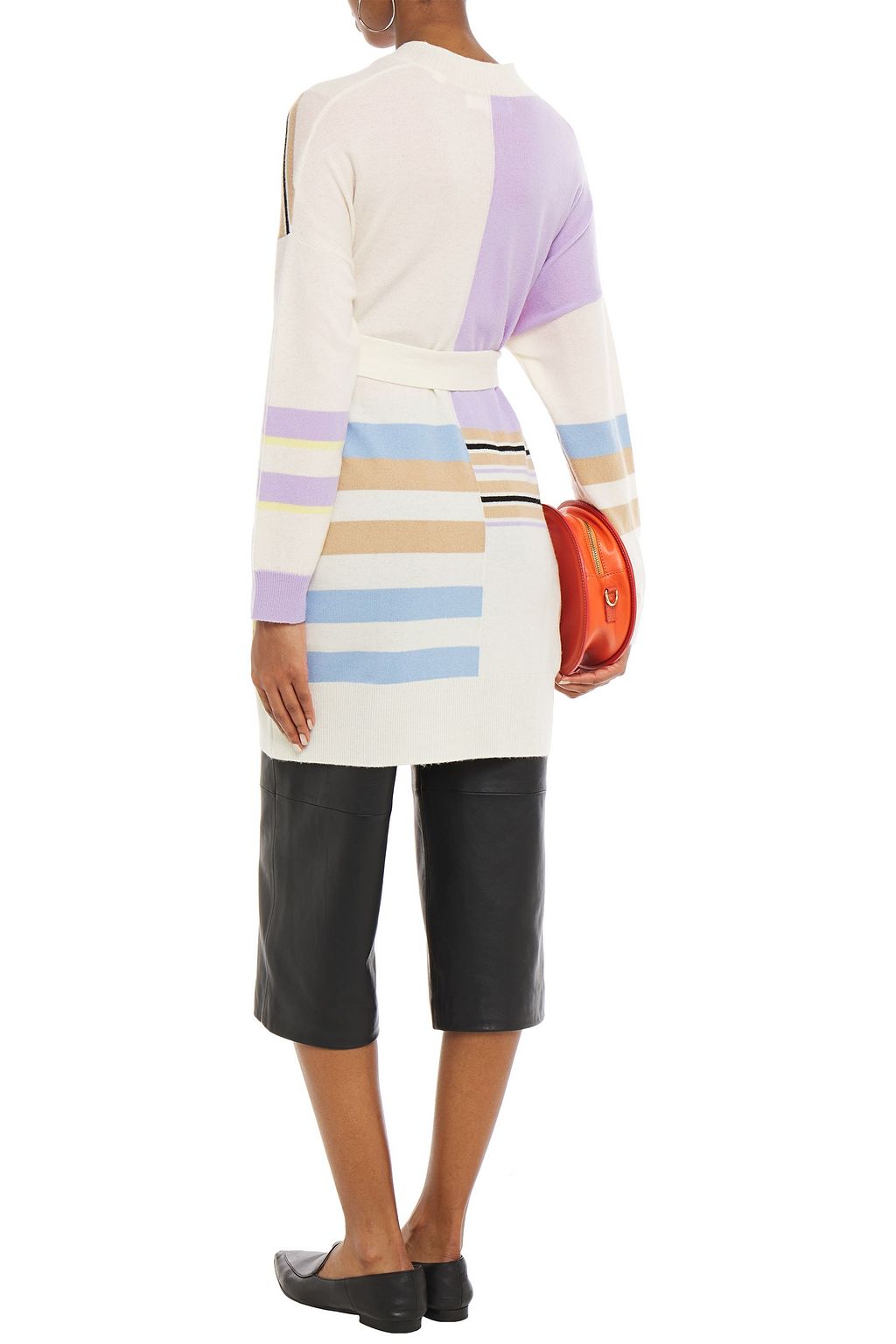 CHINTI & PARKER Belted striped wool and cashmere-blend cardigan