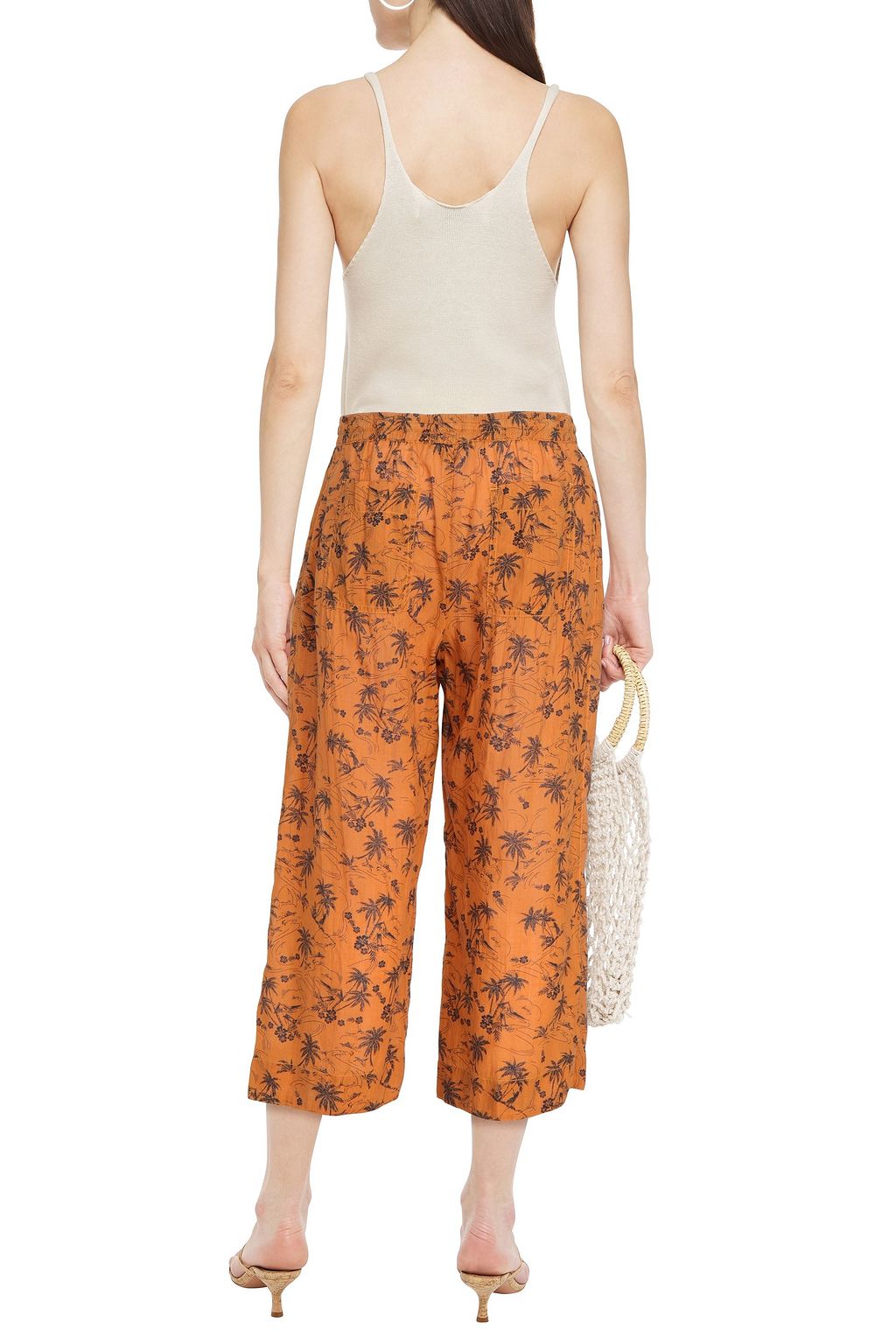 JAMES PERSE Cropped printed voile wide-leg pants