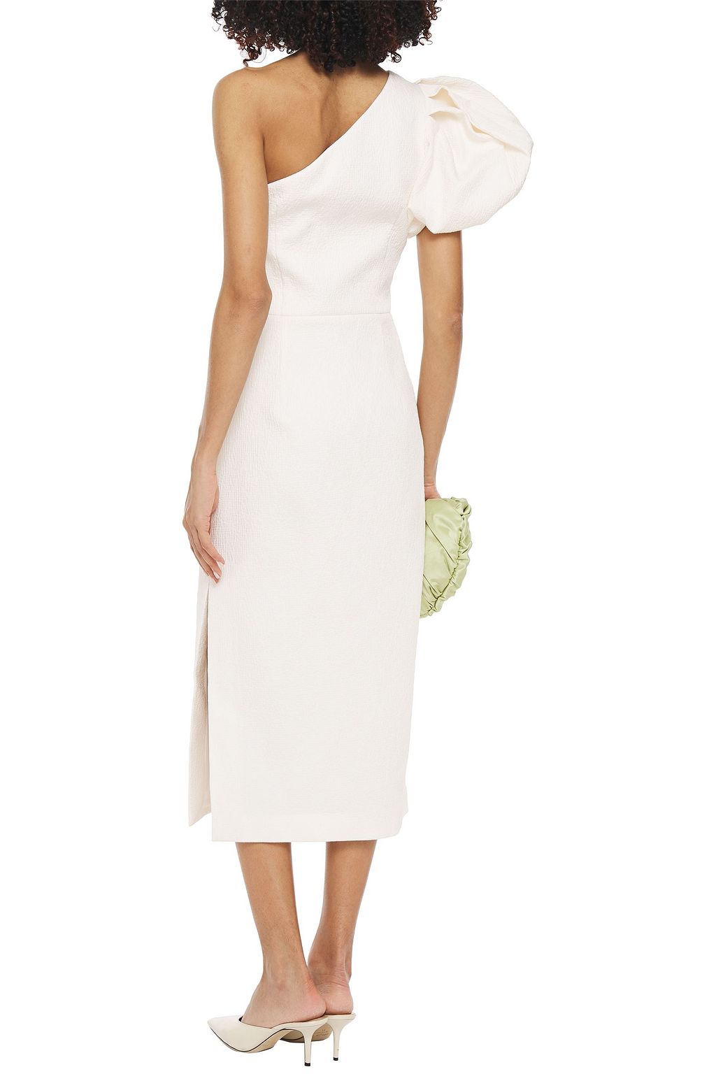 REBECCA VALLANCE Andie one-shoulder gathered cloqué midi dress