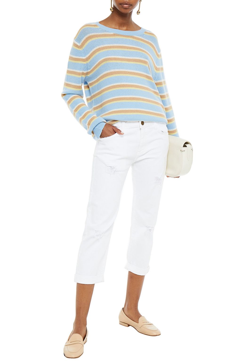 CURRENT/ELLIOTT Cropped distressed boyfriend jeans