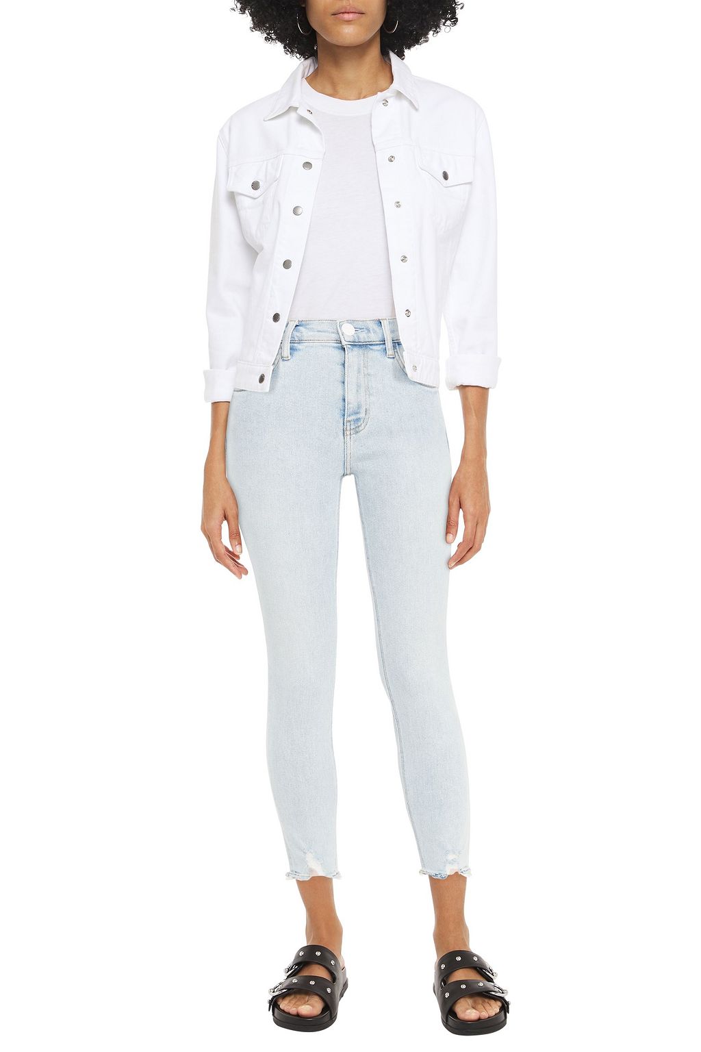 CURRENT/ELLIOTT The High Waist Stiletto cropped distressed high-rise skinny jeans