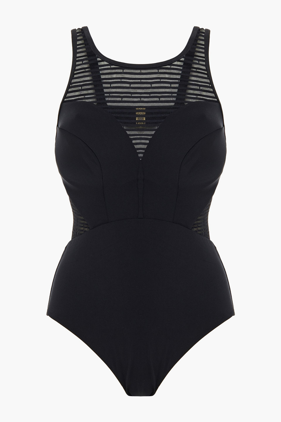 Jets Australia By Jessika Allen Woman Parallels Mesh-paneled Cutout Swimsuit Black Size 12