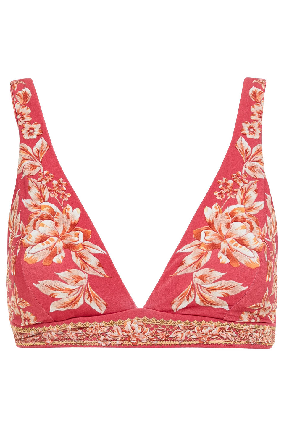 Jets Australia By Jessika Allen Woman Enchantment Floral-print Triangle Bikini Top Crimson Size 16