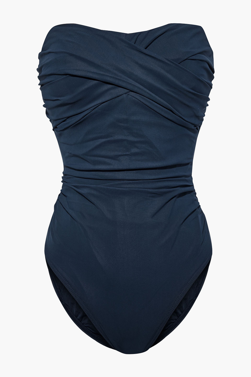 Jets Australia By Jessika Allen Woman Contour Twist-front Bandeau Swimsuit Storm Blue Size 8