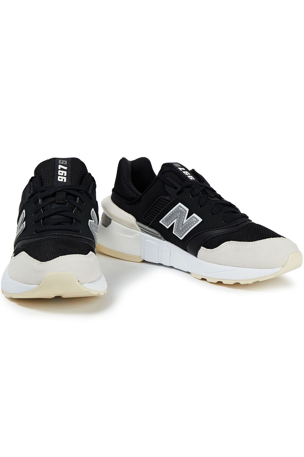 NEW BALANCE Paneled faux suede, neoprene and mesh sneakers