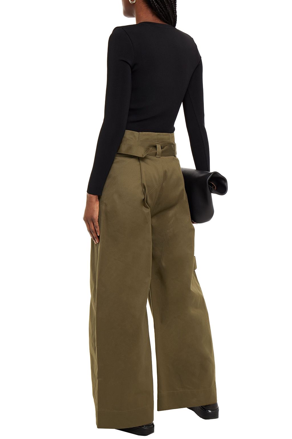 REEBOK X VICTORIA BECKHAM Belted cotton-twill wide-leg pants