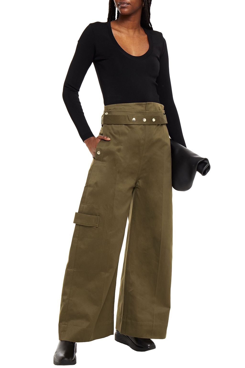 REEBOK X VICTORIA BECKHAM Belted cotton-twill wide-leg pants