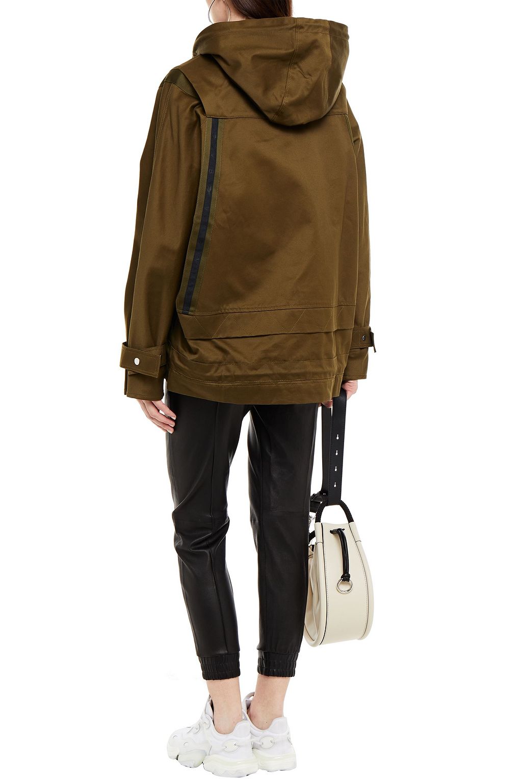 REEBOK X VICTORIA BECKHAM Grosgrain-trimmed cotton-twill hooded jacket