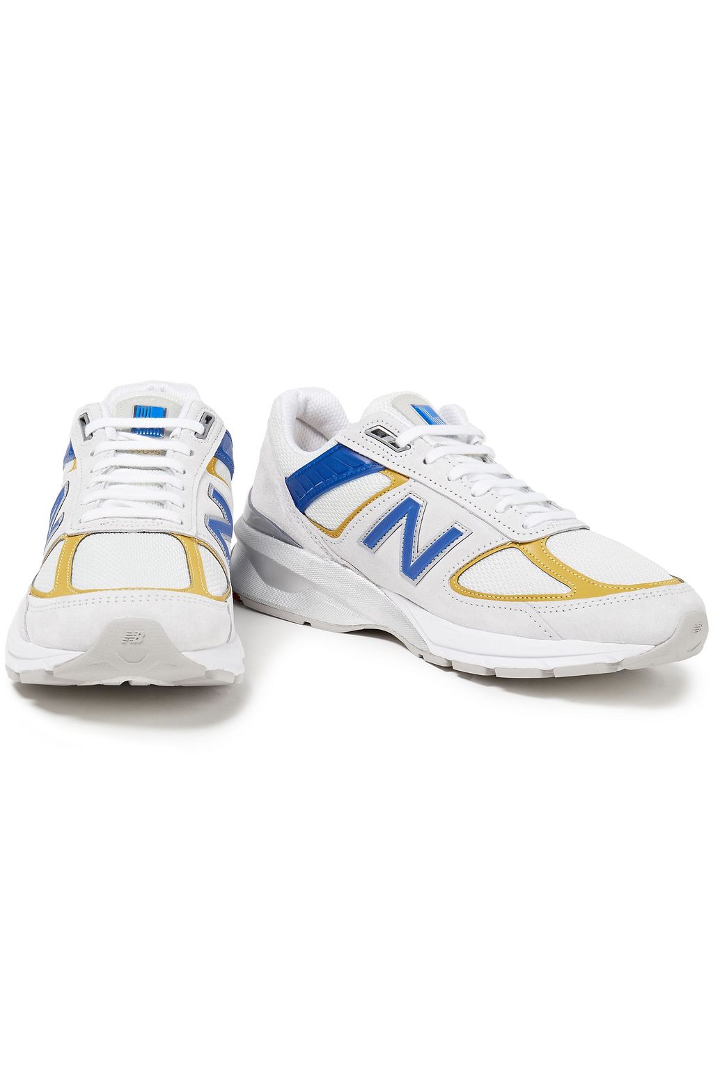 NEW BALANCE Paneled leather, mesh and suede sneakers