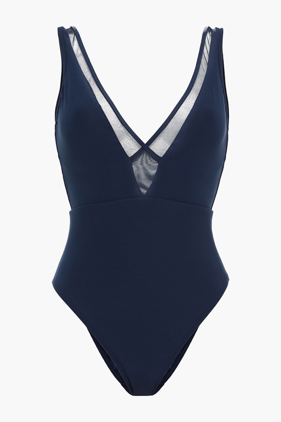 Jets Australia By Jessika Allen Woman Mesh-trimmed Swimsuit Midnight Blue Size 14