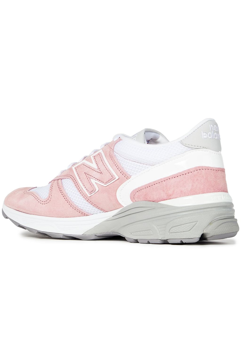 NEW BALANCE Patent leather-trimmed suede and mesh sneakers