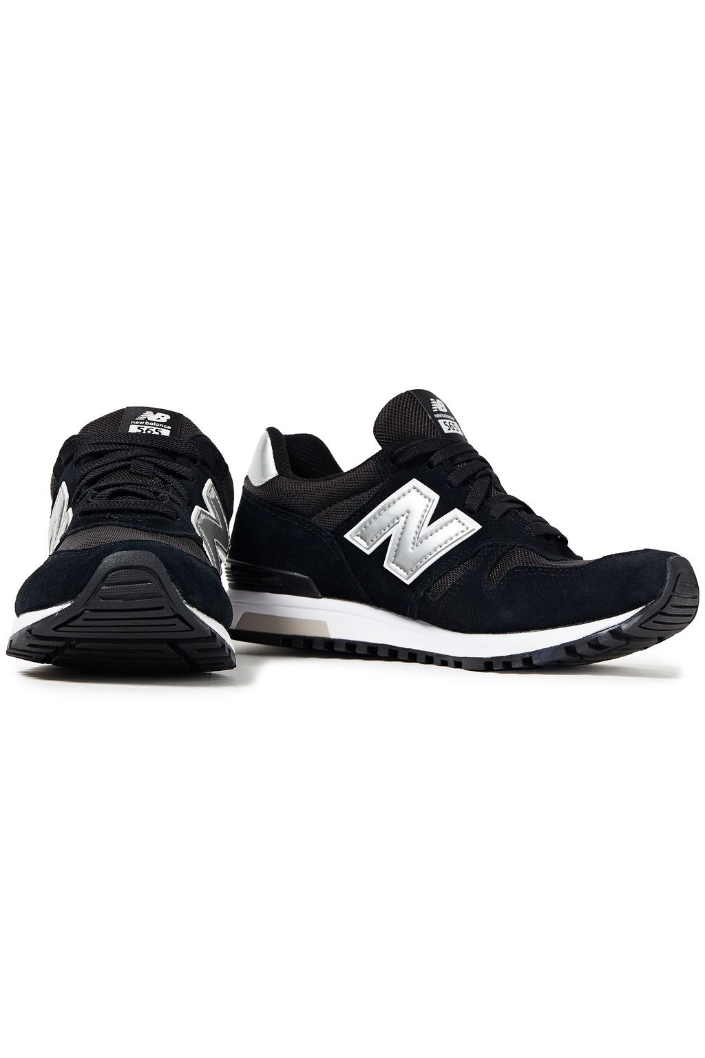 NEW BALANCE Metallic leather-trimmed suede and mesh sneakers