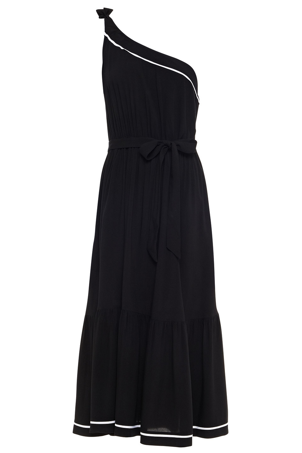 Jets Australia By Jessika Allen Woman Classique One-shoulder Belted Two-tone Woven Maxi Dress Black Size L