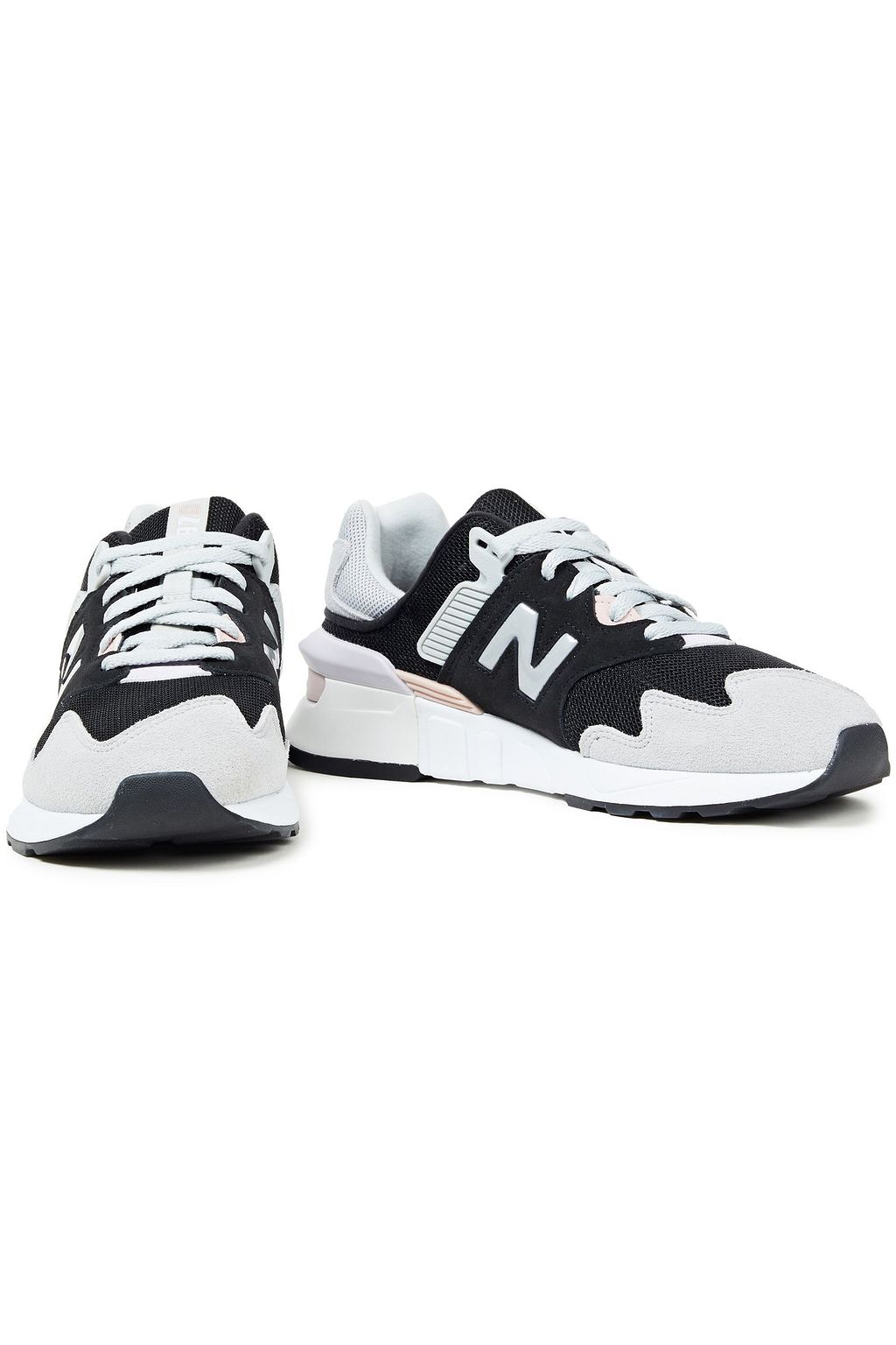 NEW BALANCE Rubber-trimmed suede and mesh sneakers