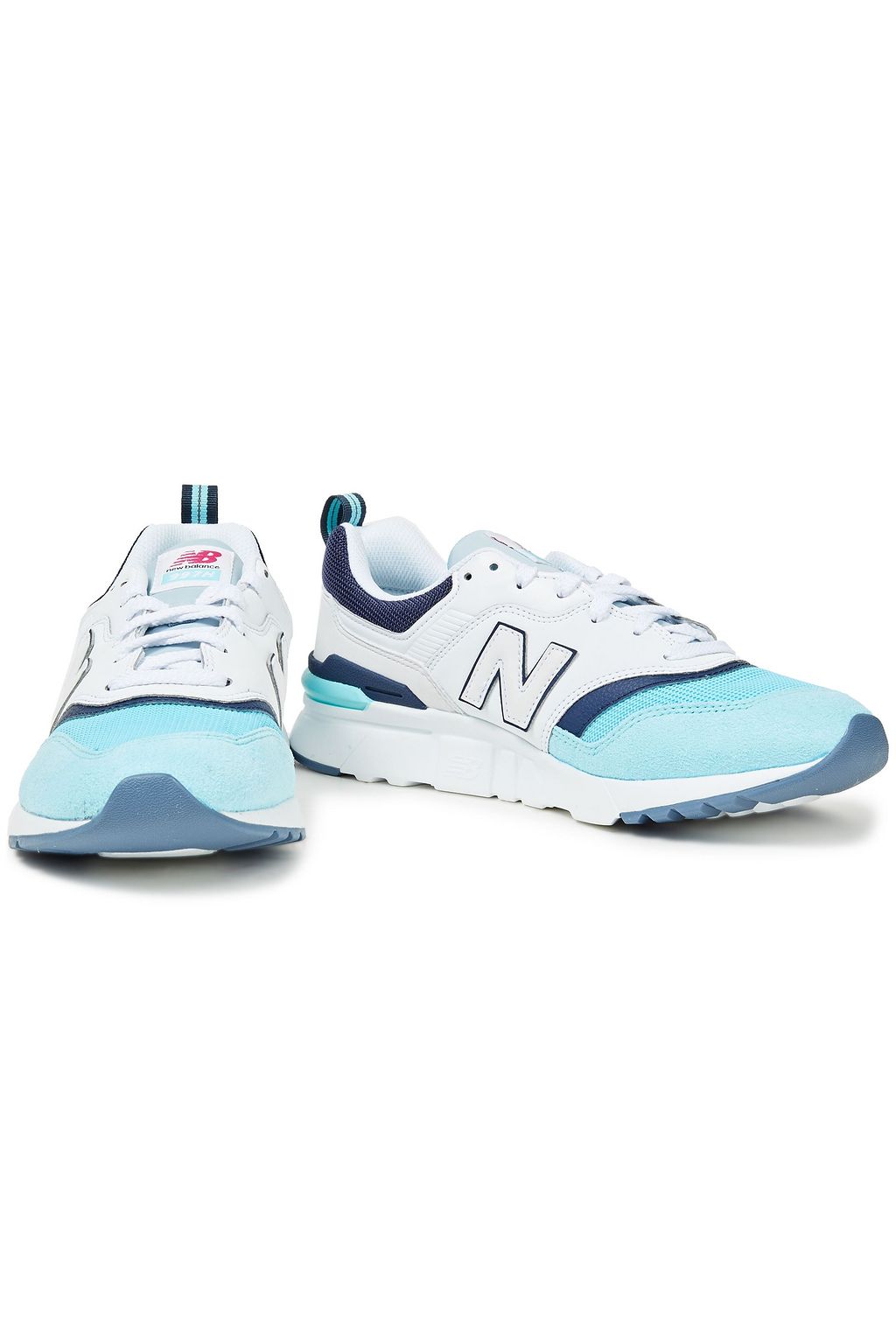 NEW BALANCE Mesh-trimmed suede and leather sneakers