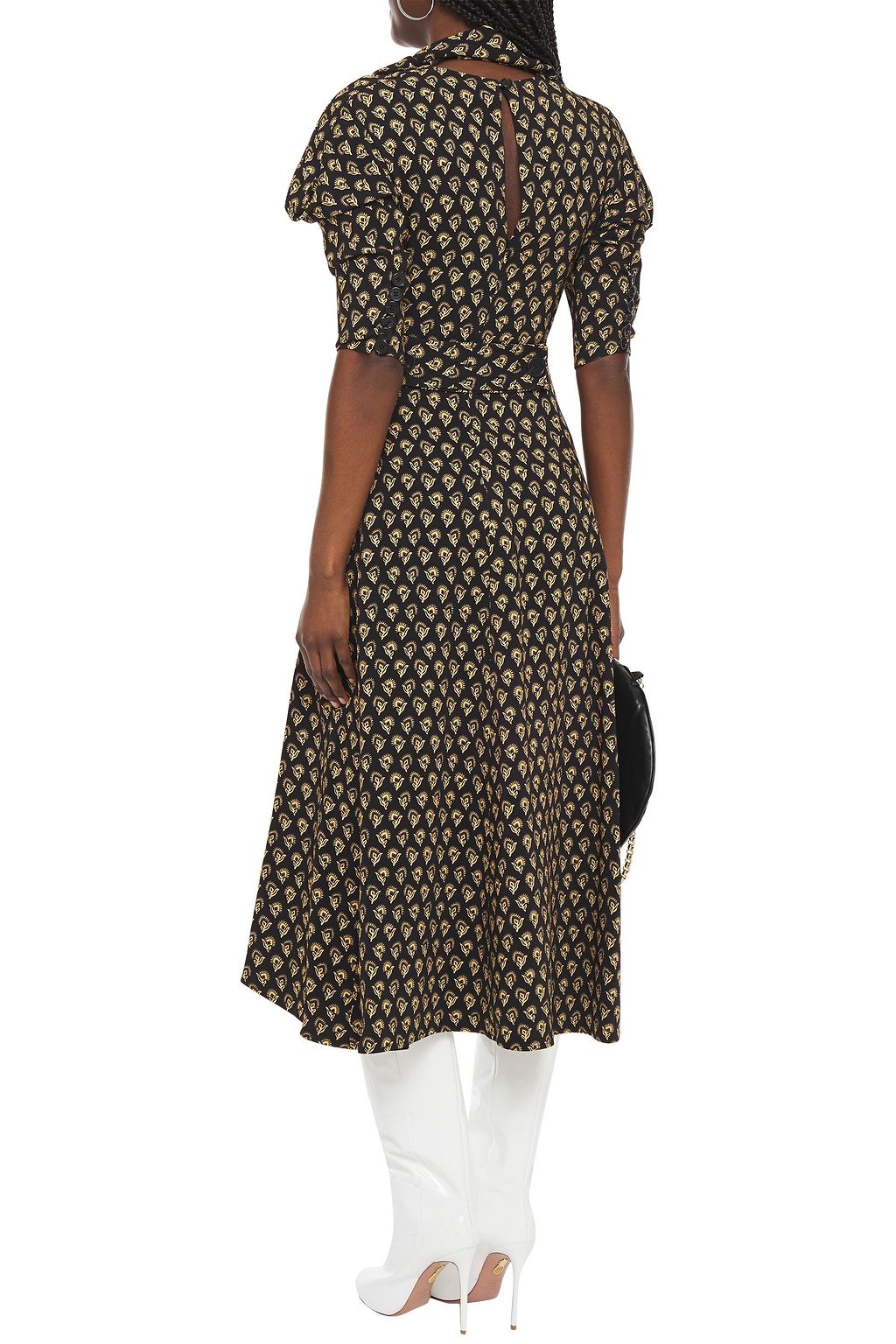 PROENZA SCHOULER Tie-neck gathered floral-print crepe midi dress