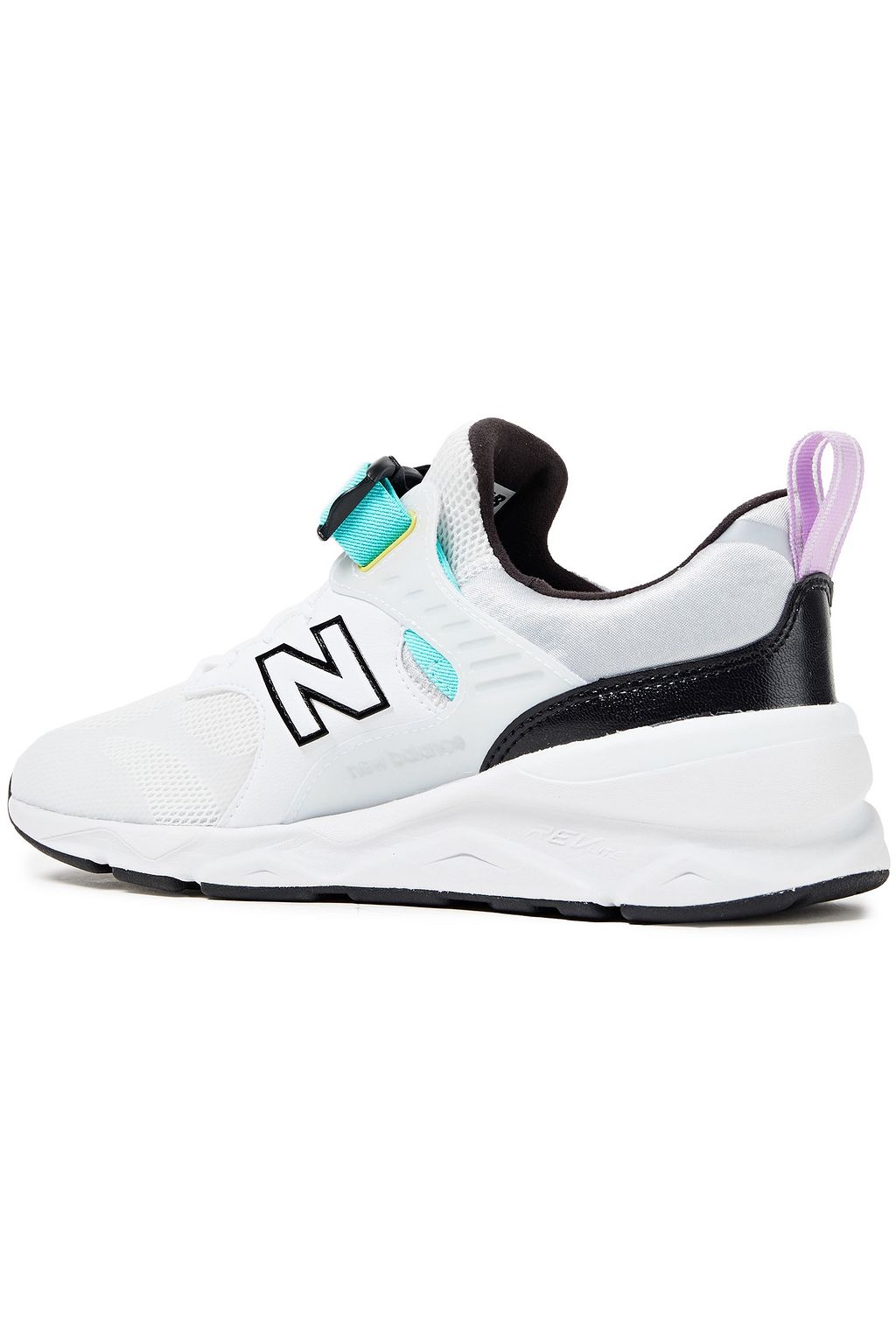NEW BALANCE Mesh-trimmed coated pebbled and smooth-leather sneakers