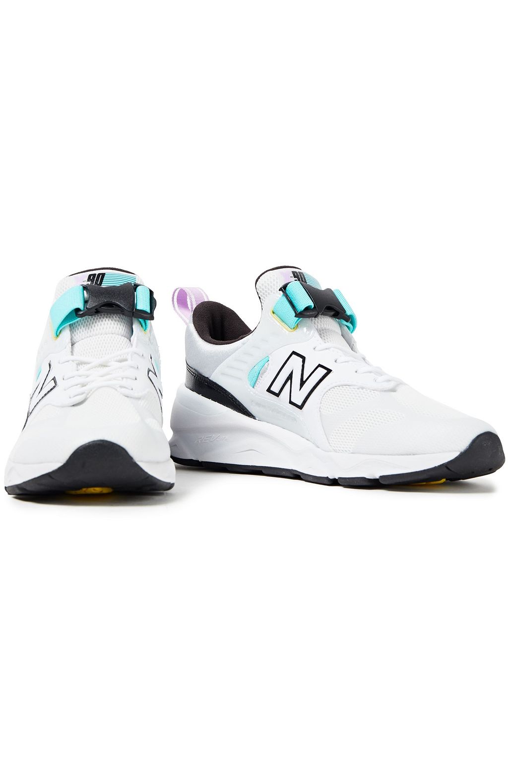 NEW BALANCE Mesh-trimmed coated pebbled and smooth-leather sneakers