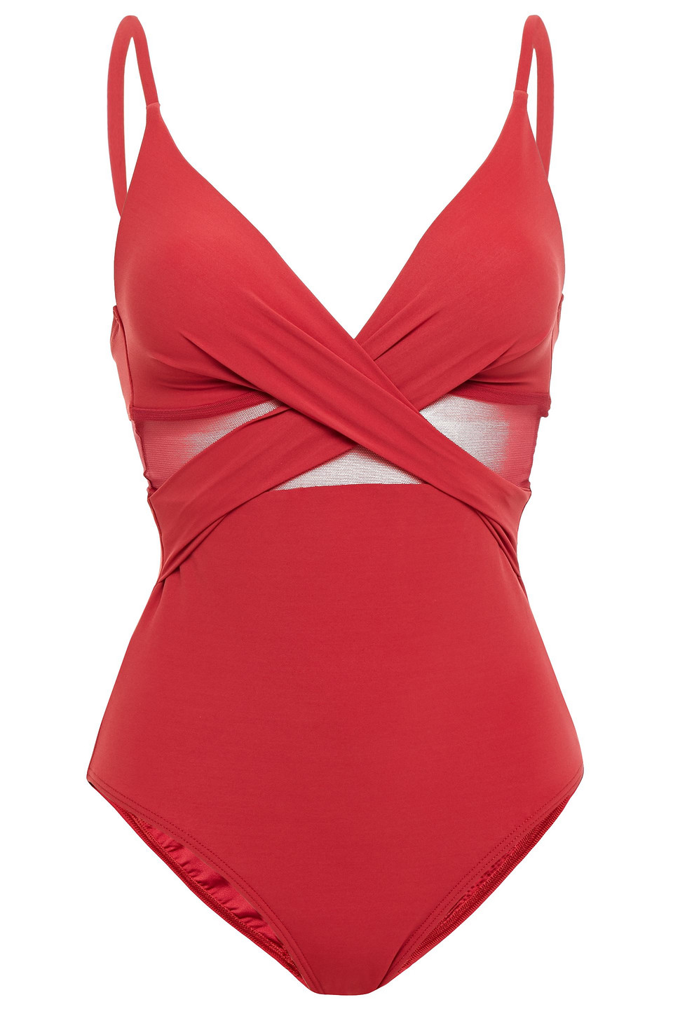 Jets Australia By Jessika Allen Woman Conspire Crossover Mesh-paneled Cutout Swimsuit Red Size 16