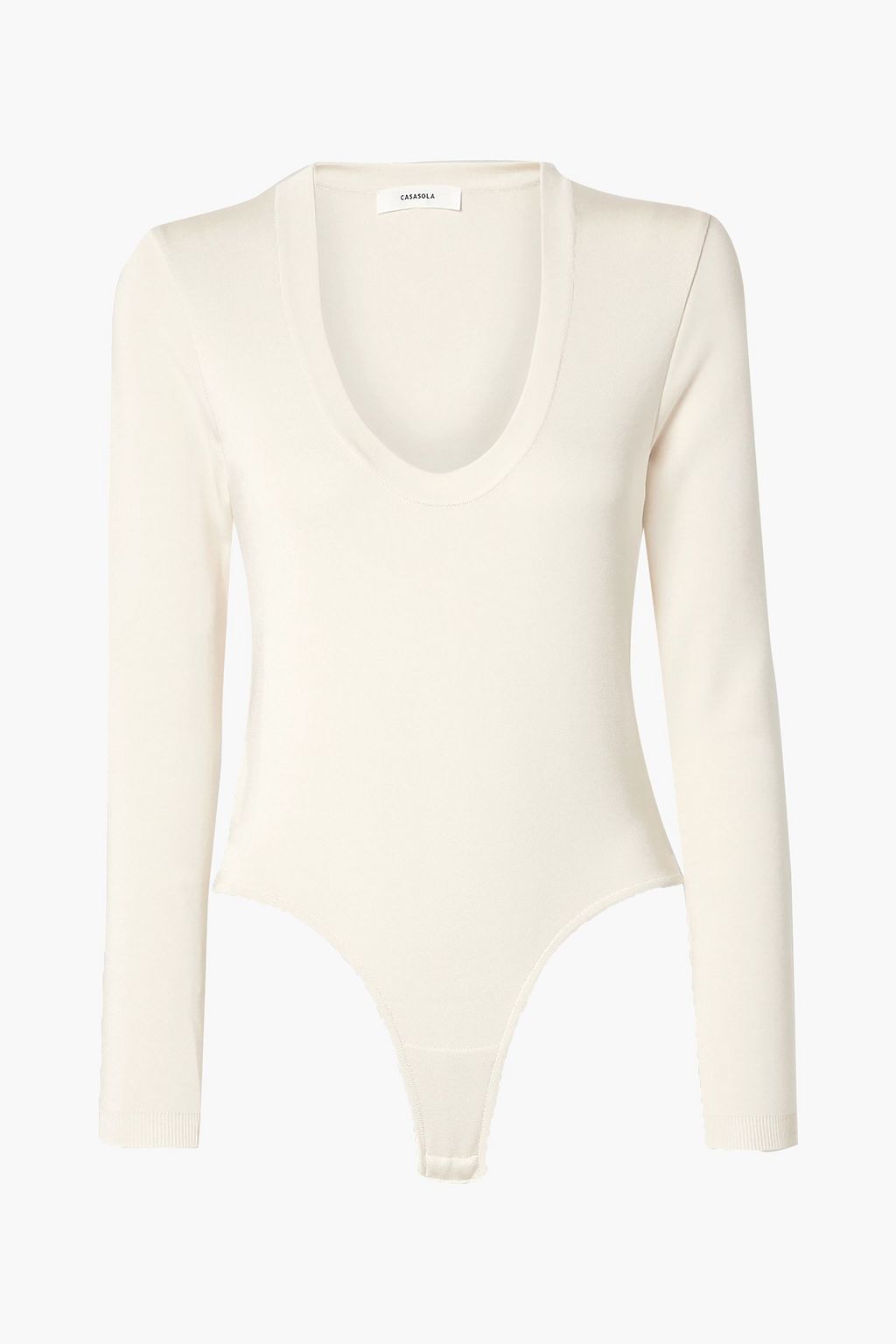 Ivory Stretch-knit thong bodysuit 