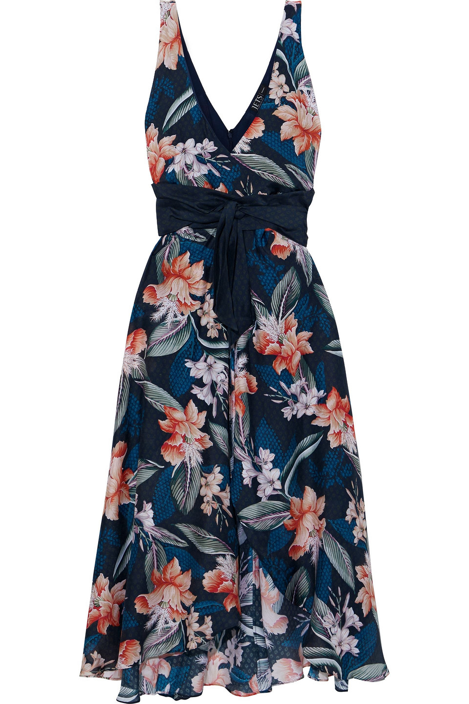 Jets Australia By Jessika Allen Woman Serendipity Wrap-effect Floral-print Voile Midi Dress Navy Size M