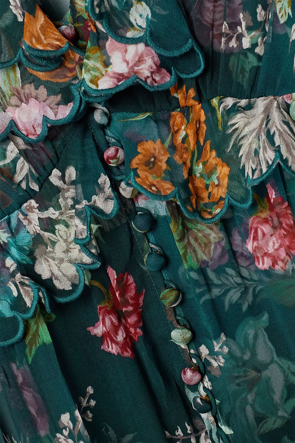 ZIMMERMANN Wavelength Scallop tiered floral-print silk-chiffon midi dress
