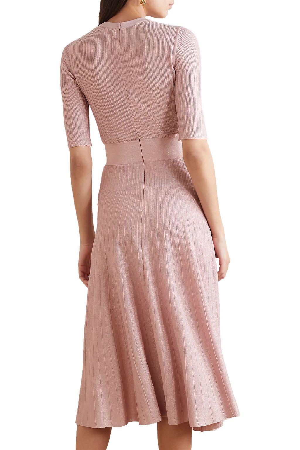 CASASOLA Metallic ribbed-knit midi dress