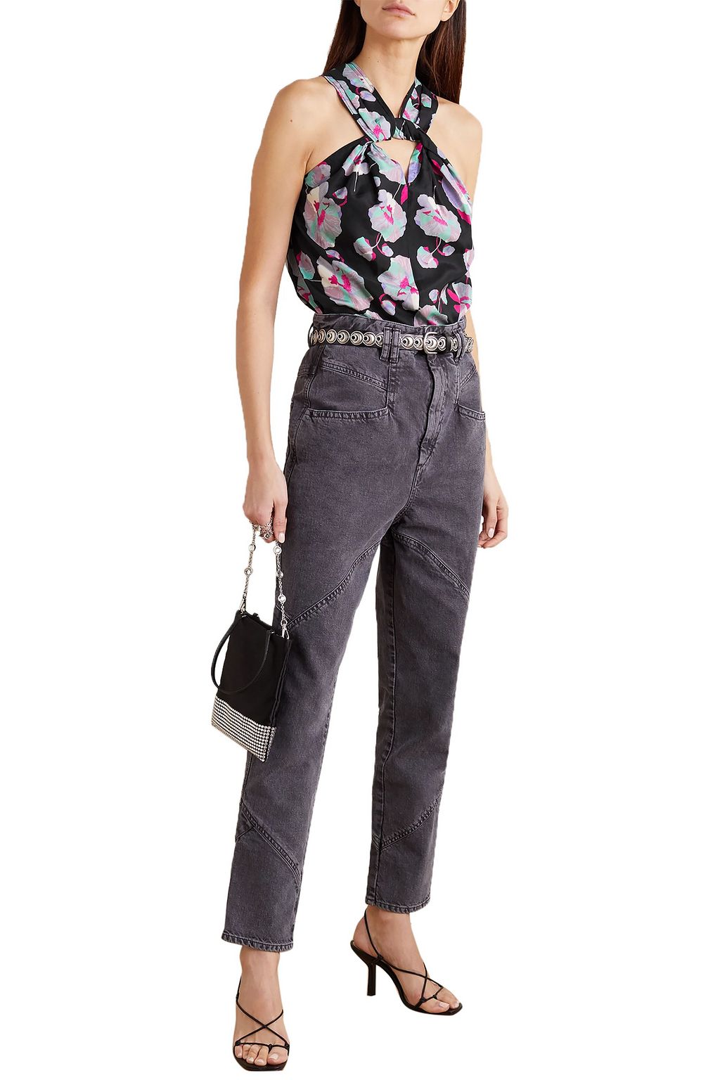 ISABEL MARANT Stephenea twisted floral-print silk-chiffon top