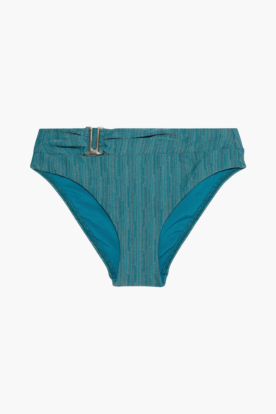 Jets Australia By Jessika Allen Woman Radiance Embellished Crochet-knit Mid-rise Bikini Briefs Teal Size 10