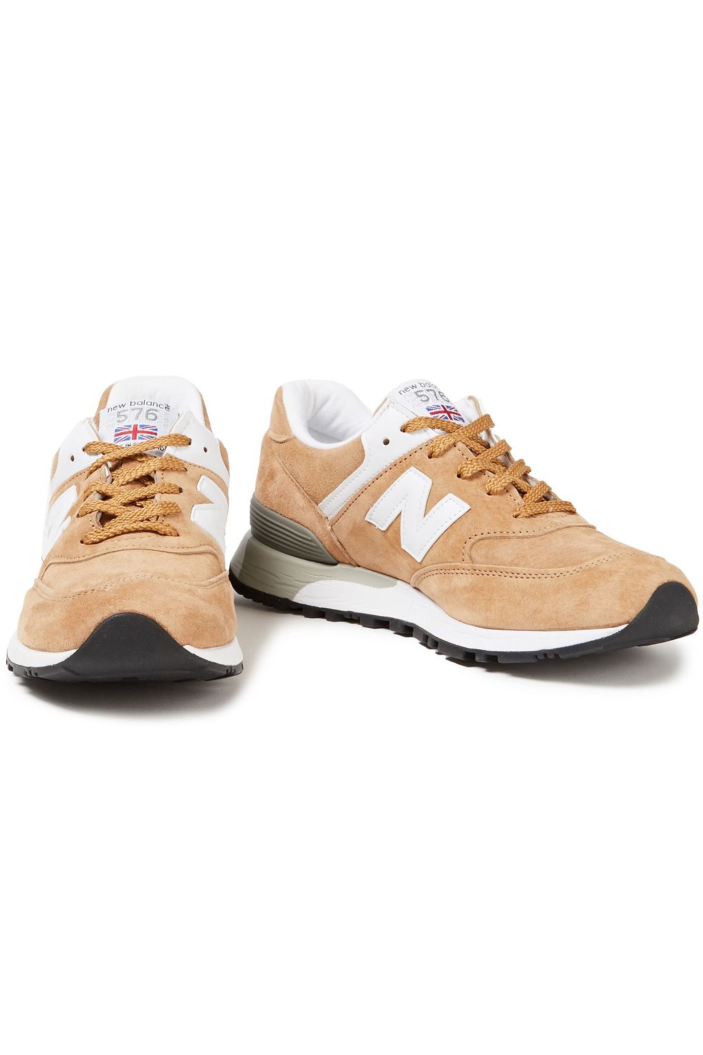 NEW BALANCE Leather-trimmed suede sneakers