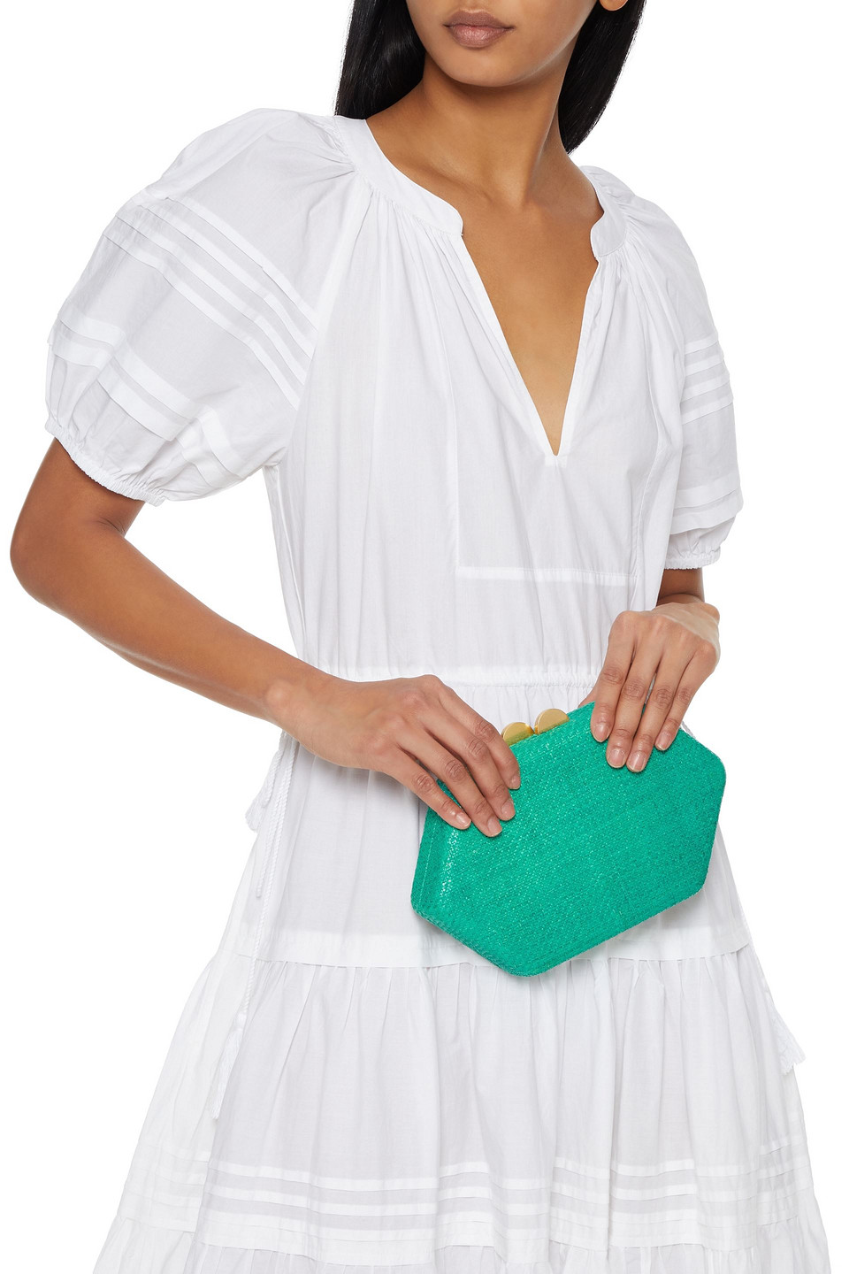 Kayu Arianne Woven Straw Box Clutch In Jade ModeSens
