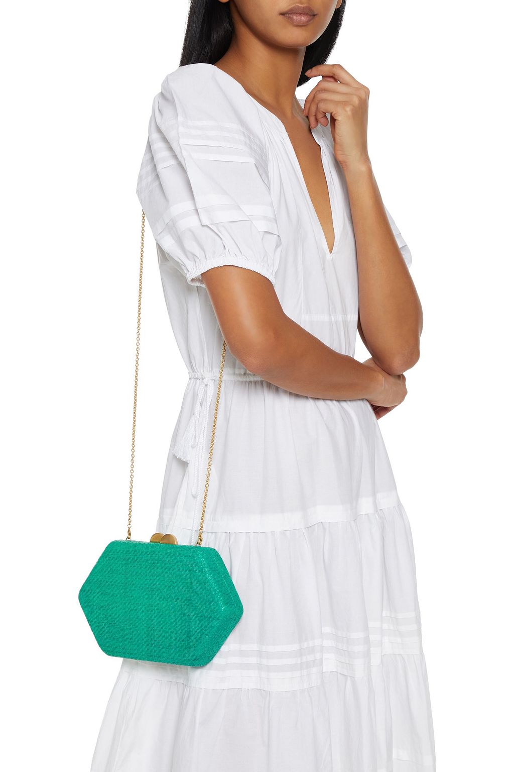 KAYU Arianne woven straw box clutch