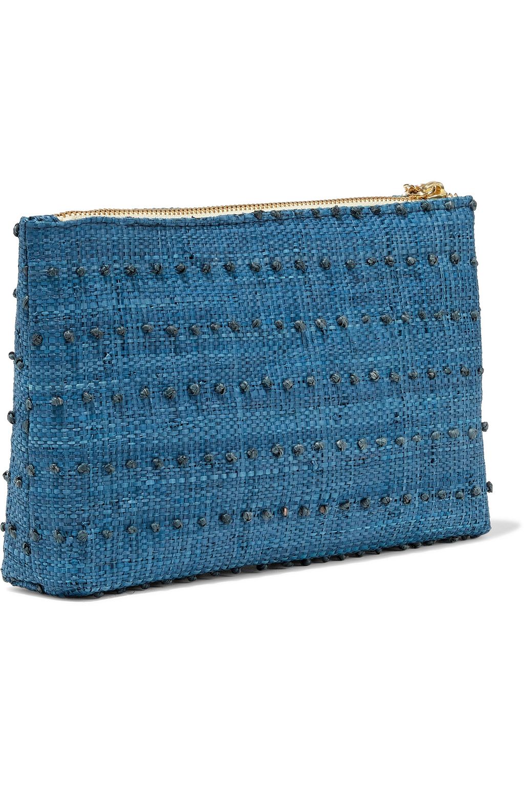 KAYU June embroidered woven straw pouch