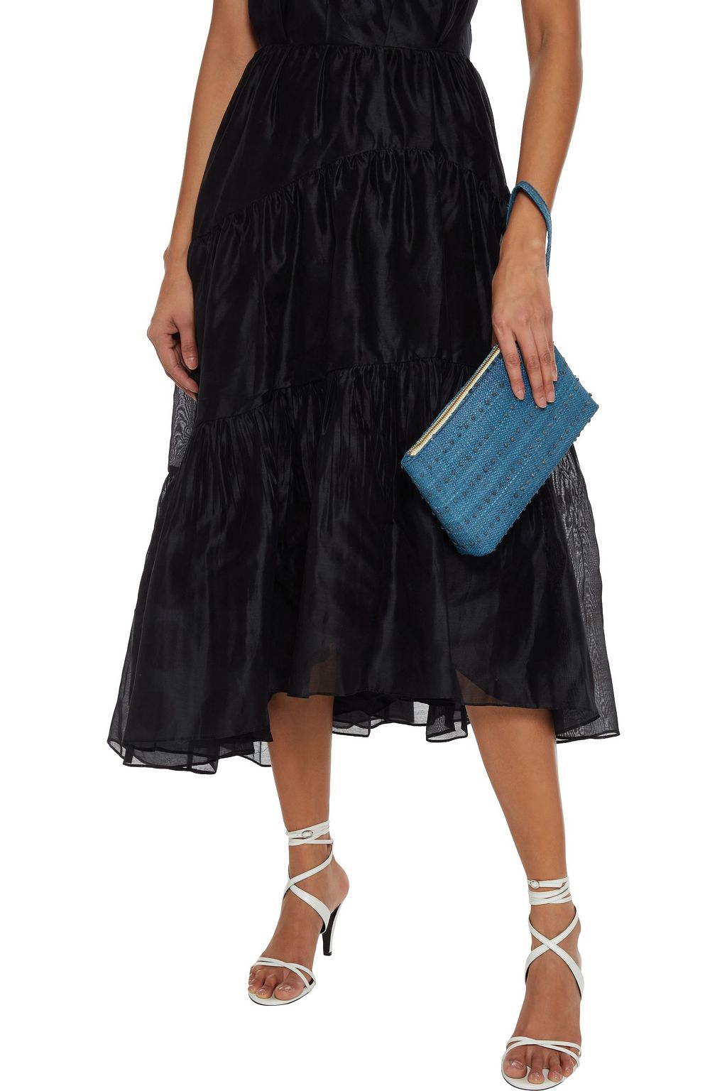 KAYU June embroidered woven straw pouch
