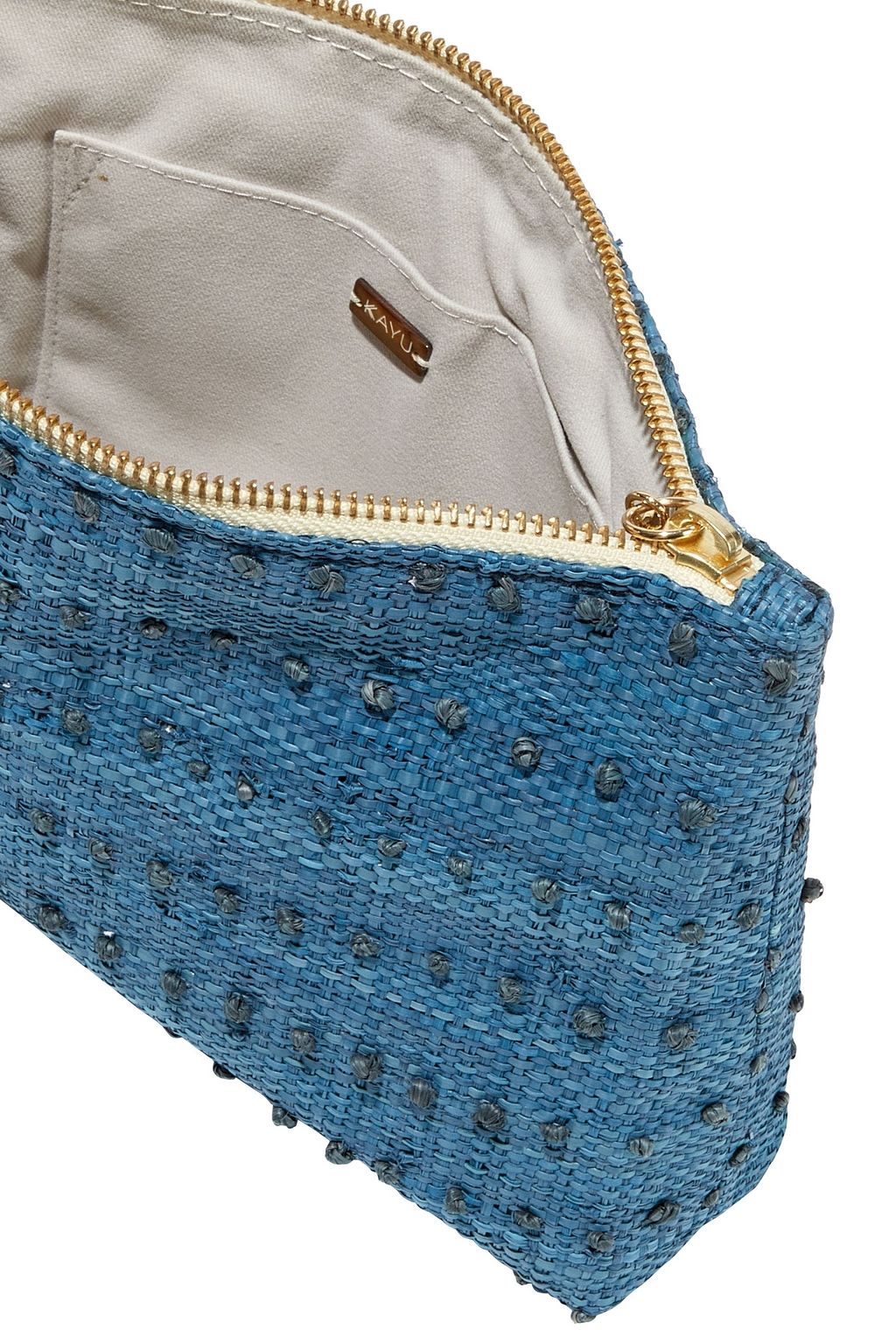 KAYU June embroidered woven straw pouch