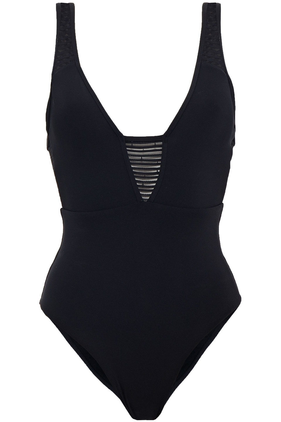 Jets Australia By Jessika Allen Woman Parallels Mesh-trimmed Swimsuit Black Size 14