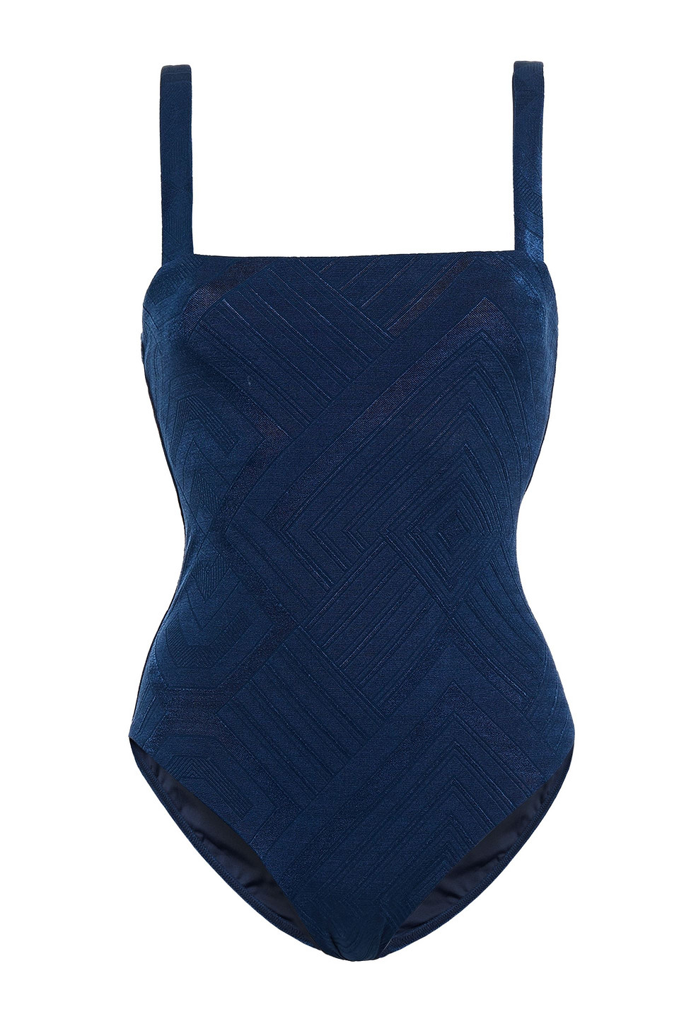 Jets Australia By Jessika Allen Woman Stretch-jacquard Swimsuit Indigo Size 14