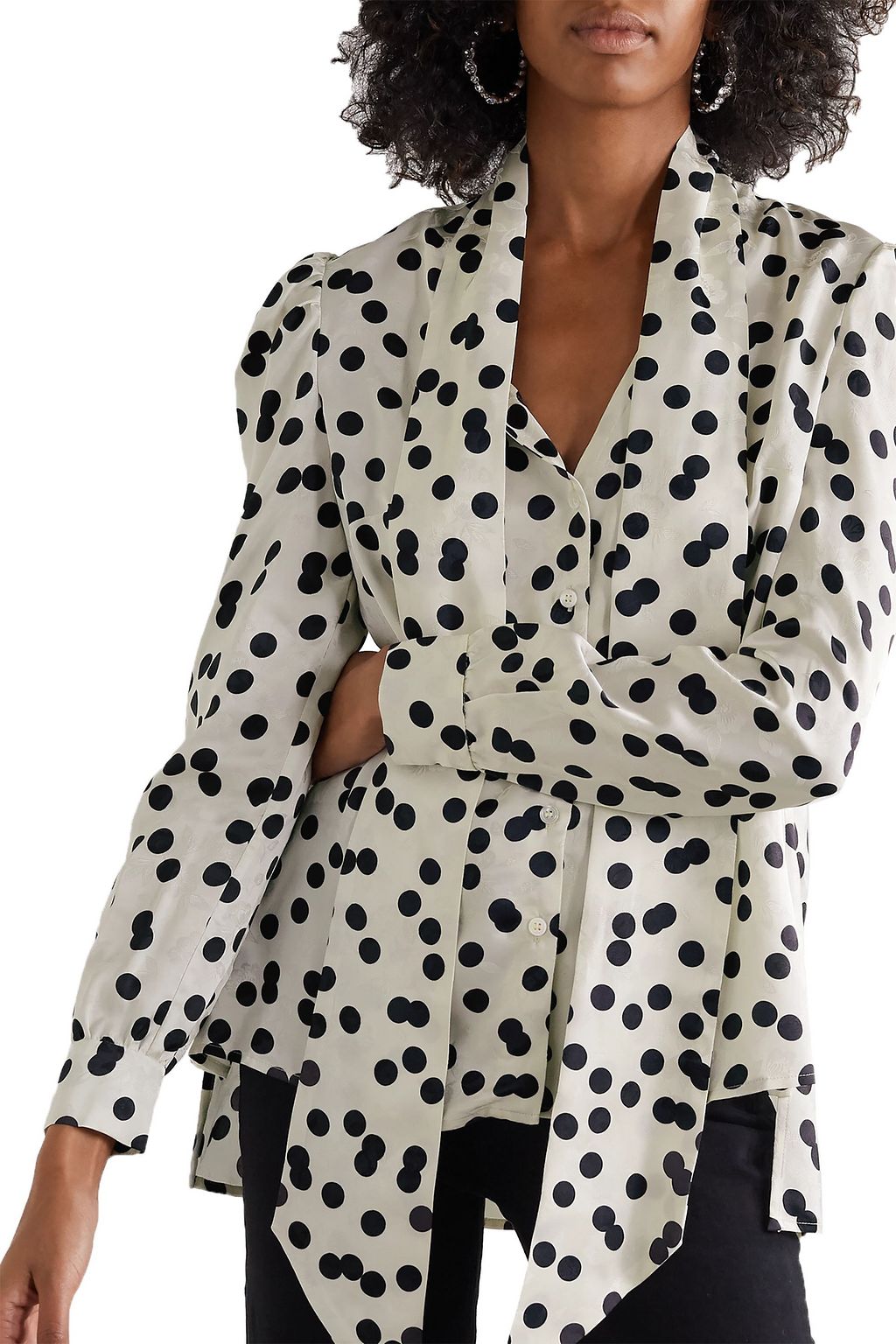 RACIL Solange pussy-bow polka-dot satin-jacquard blouse