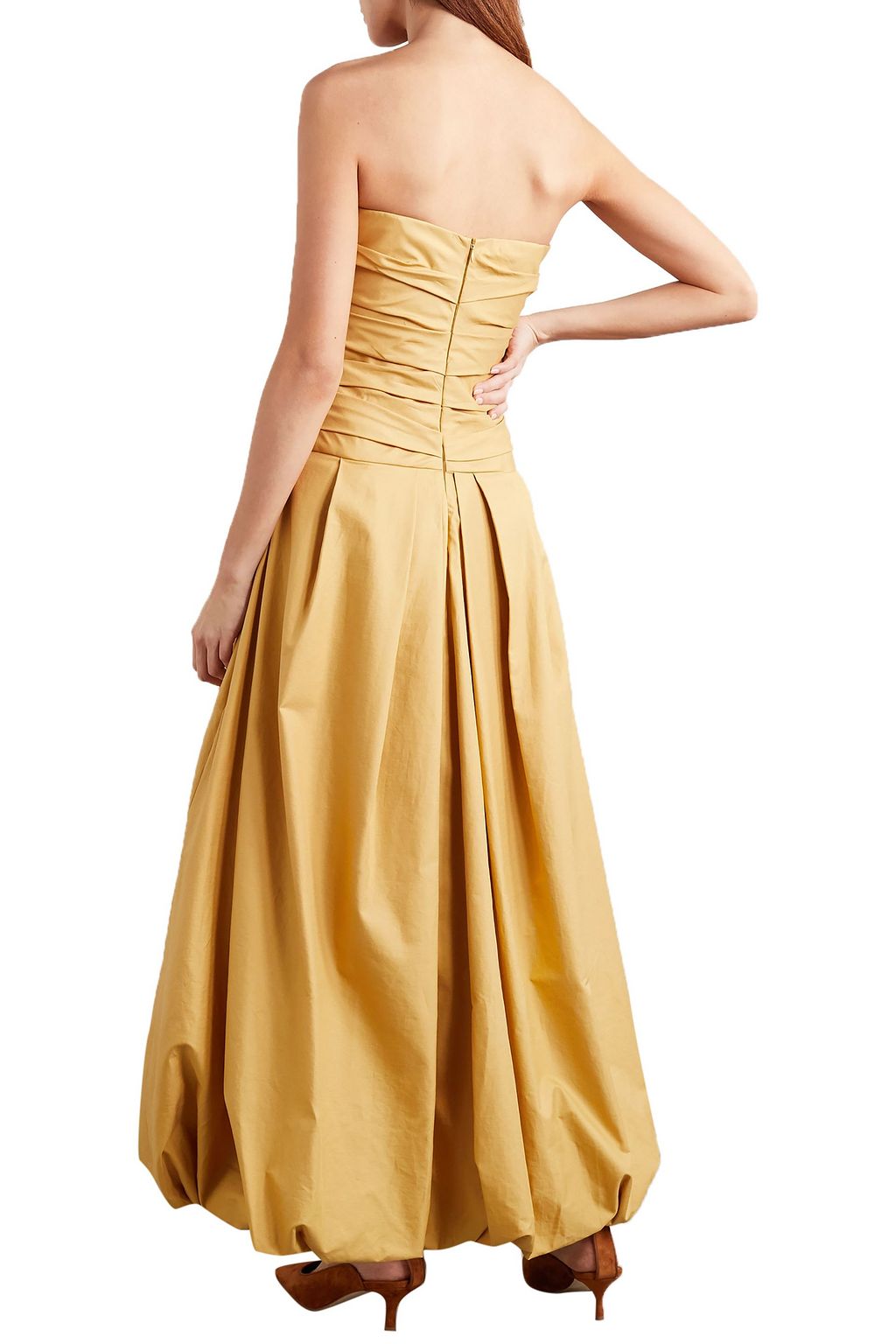 KHAITE Ingrid strapless gathered cotton-twill gown