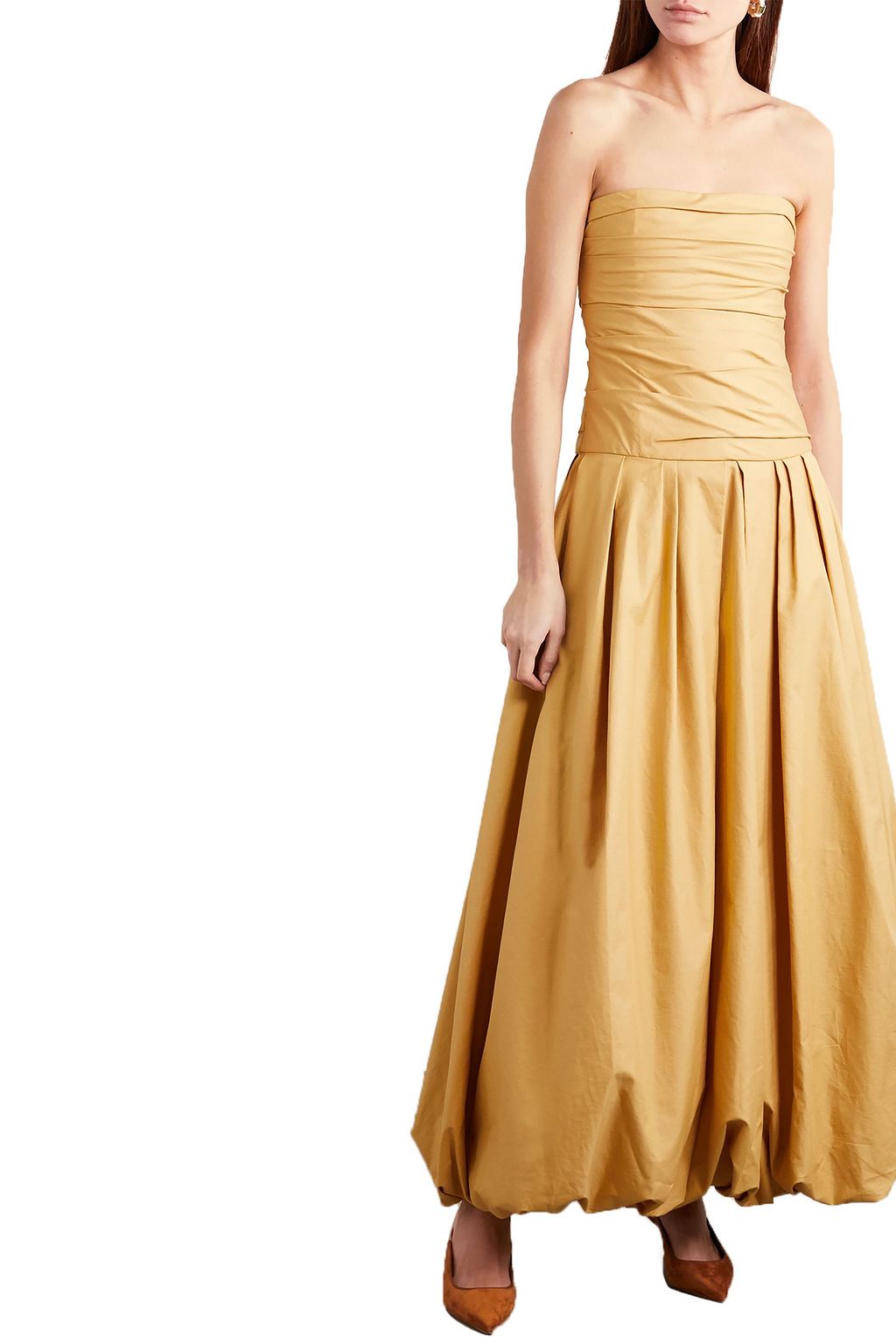 KHAITE Ingrid strapless gathered cotton-twill gown