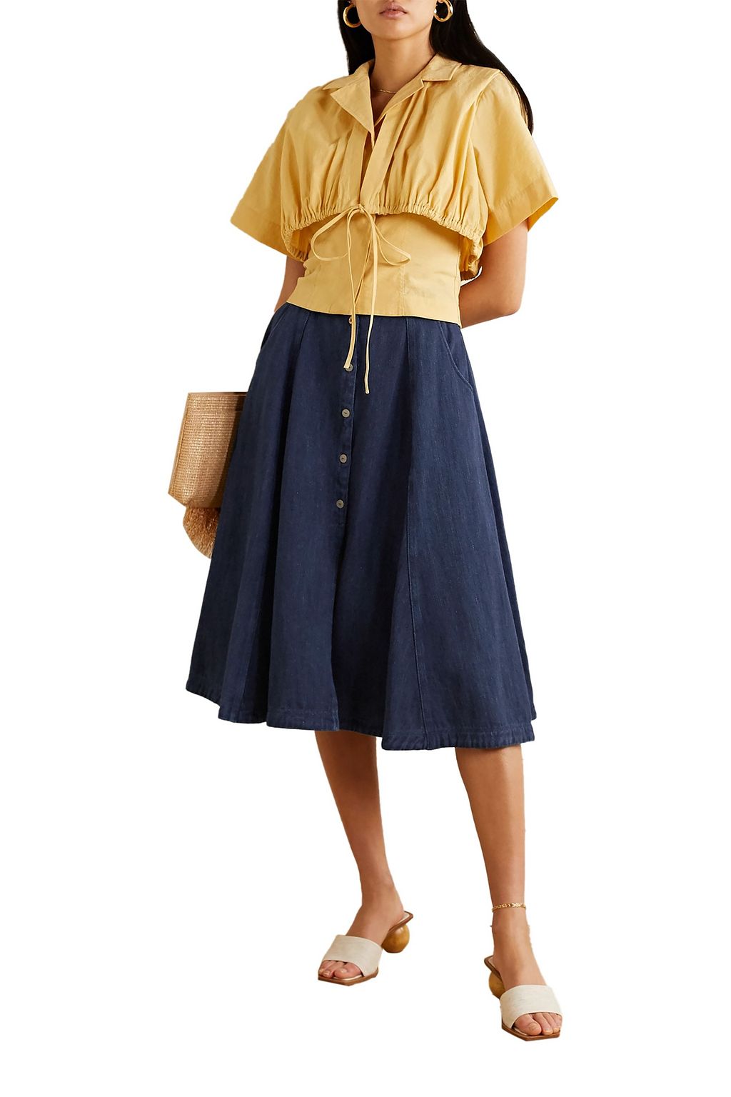 FORTE_FORTE Calvary denim midi skirt