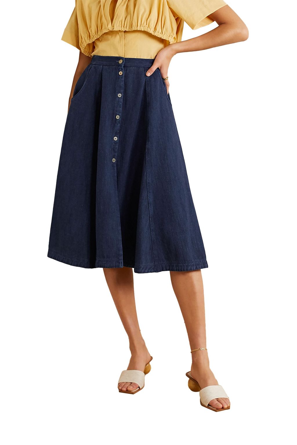 FORTE_FORTE Calvary denim midi skirt