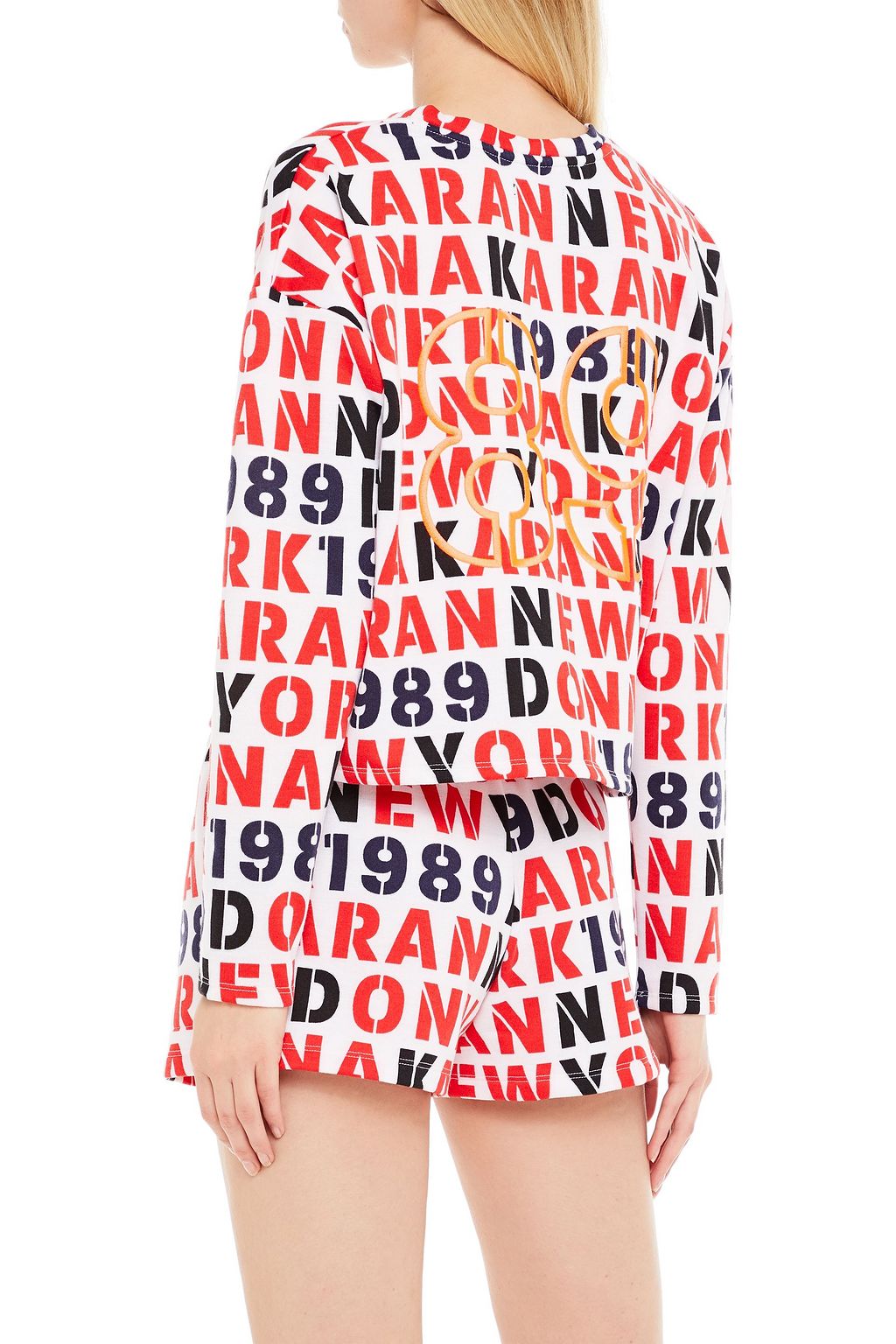 DKNY Embroidered printed fleece pajama top