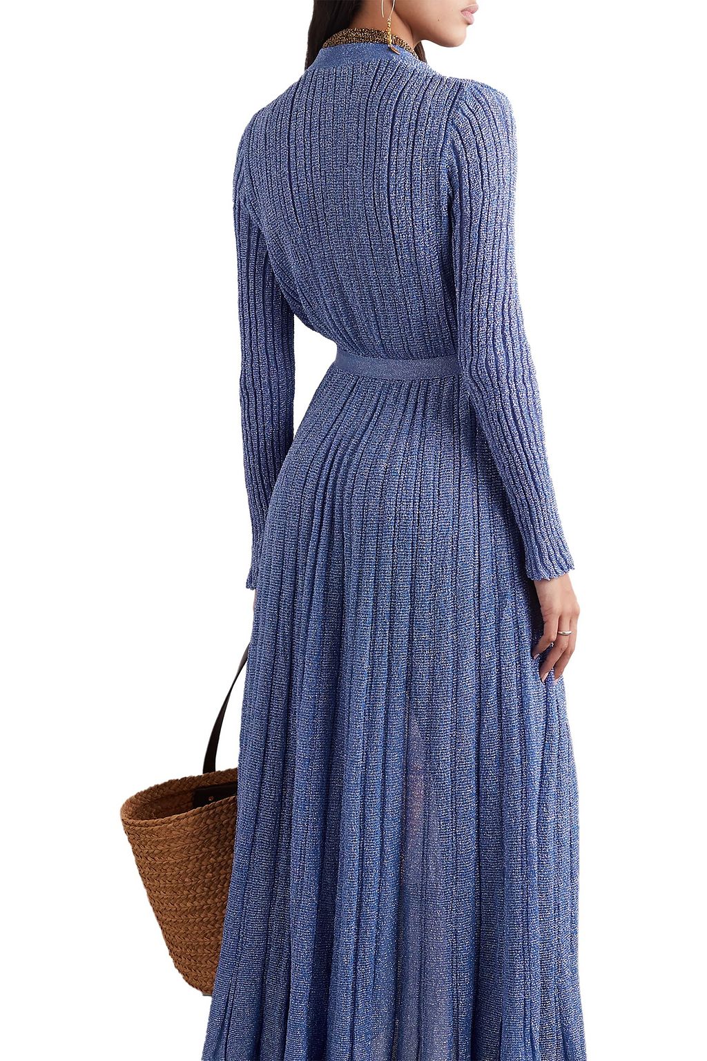 MISSONI Belted metallic ribbed-knit cardigan