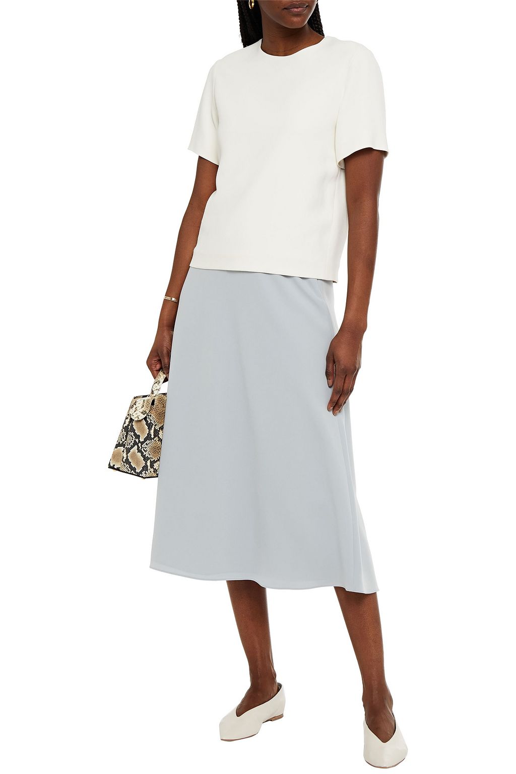 THEORY Stretch-crepe midi skirt