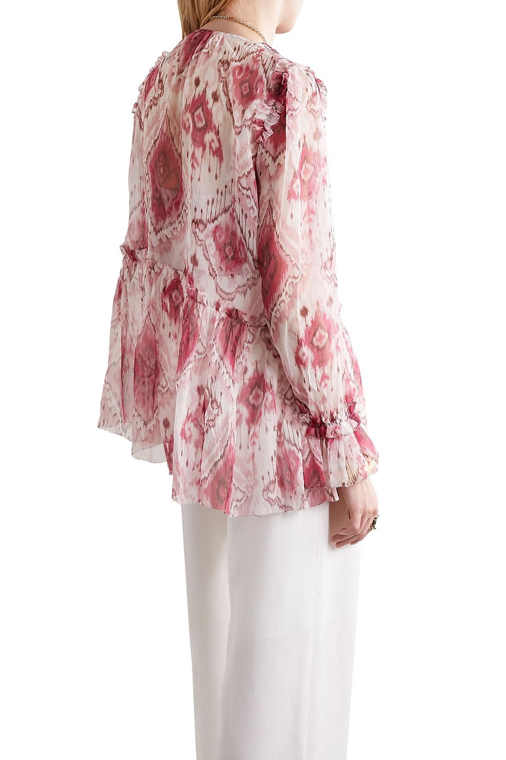 ZIMMERMANN Wavelength asymmetric printed silk-georgette peplum blouse